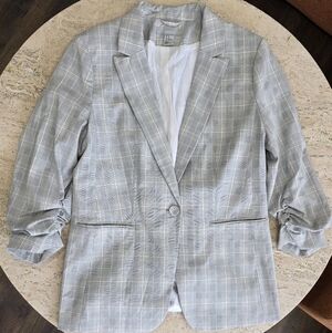 H&M Grey Plaid Blazer